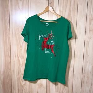 Holiday Time Christmas Round Neck Short Sleeve T-Shirt 2X